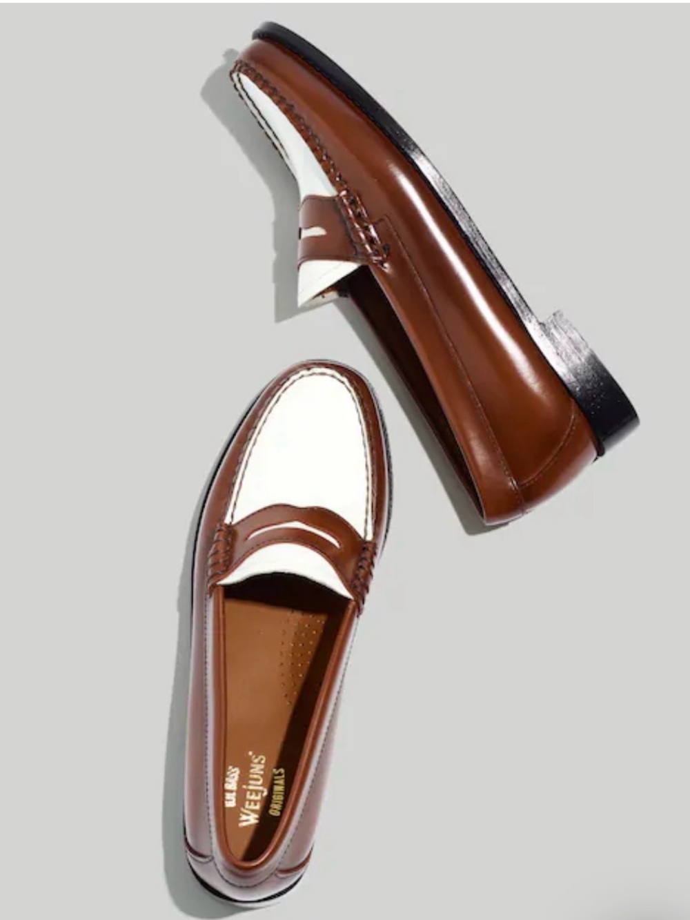 G.H.Bass Weejuns Whitney Brown/ White Penny Loafers size 8